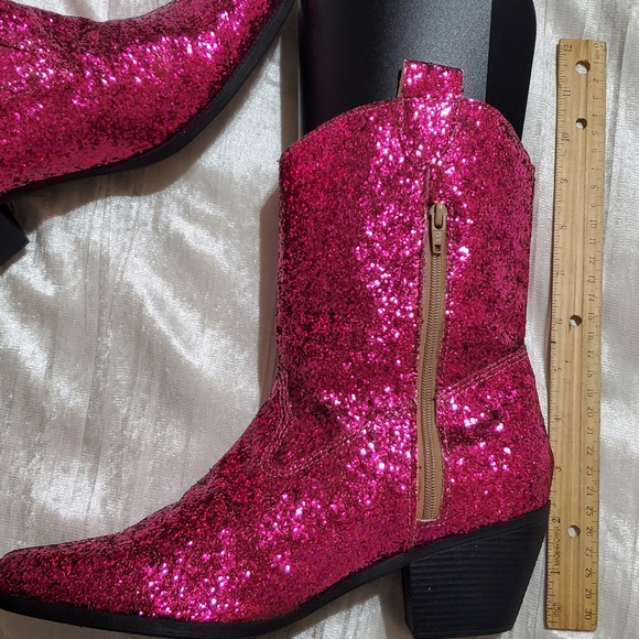 Ladies Fusha Glitter boots! Size 8 - Picture 3 of 6